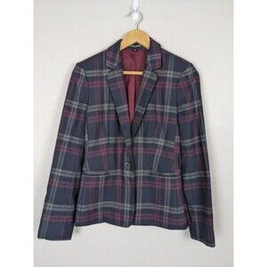 Express Blazer Academia 6 Plaid One Button Suit Jacket Classic Office Preppy